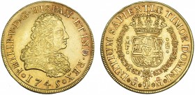 8 escudos. 1745. México. MF. VI-1744. Golpecito en canto. EBC-/EBC.