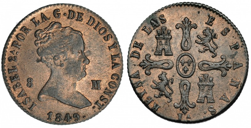 8 maravedíes. 1849. Jubia. VI-80. B.O. MBC+/EBC-.