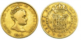 80 reales. 1842. Barcelona. CC. VI-585. BC+/MBC-.