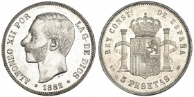 5 pesetas. 1882* 18-82. Madrid. MSM. VII-88. Pequeñas marcas. R.B.O. EBC+.