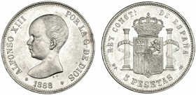 5 pesetas. 1888*18-88. Madrid. MPM. VII-178. B.O. EBC.
