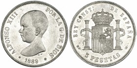 5 pesetas. 1889*18-89. Madrid. MPM. VII-179. R.B.O. EBC.