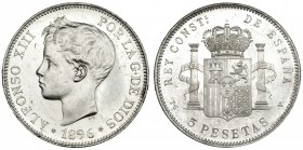 5 pesetas. 1896* 18-96. Madrid. PGV. VII-188. Pequeñas marcas. SC.