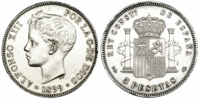 5 pesetas. 1898* 18-98. Madrid. SGV. VII-191. Abrillantada. EBC-.