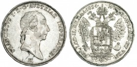 AUSTRIA. Lombardía. Francisco I. Escudo. 1824. PR-611. C 8.1. Rayita en anv. y golpes en canto. MBC/MBC+.