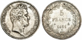 FRANCIA. 5 francos. 1831 A. KM 745.1. Pequeñas marcas. MBC.