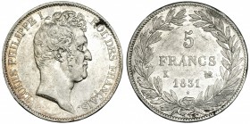 FRANCIA. 5 francos. 1831 K. KM 735.7. Pequeñas marcas. MBC+.