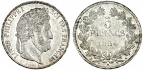 FRANCIA. 5 francos. 1834 A. KM 749.1. MBC/MBC-.