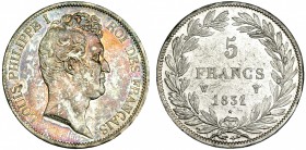 FRANCIA. 5 francos. 1834 W. KM 745.13. Pequeñas marcas. MBC+/MBC.