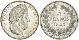 FRANCIA. 5 francos. 1843 B KM 749.2. MBC+.