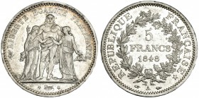 FRANCIA. 5 francos. 1848 A. KM 756.1. MBC+/EBC-.