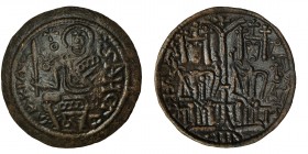 HUNGRÍA. Esteban IV (1162-1163). Bronce. A/ Bela II y Esteban IV sentados. R/ María entronizda con el niño; SANCTA MARIA.CNHung.-98. EBC-.