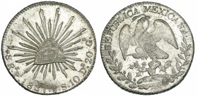 MÉXICO. 8 reales. 1837. JS. San Luis de Potosí. KM-377.12. Pequeño vano. B.O. EBC+.