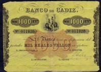 BANCO DE CÁDIZ. 1000 reales de vellón. Sin fecha. III emisión. ED-A77. EBC-.
