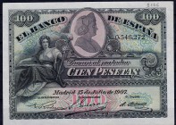 BANCO DE ESPAÑA. 100 pesetas. 7-1907. Sin serie. ED-B104. En el margen superior anotación B106 a lápiz..EBC-.