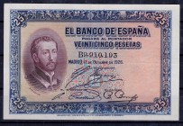 BANCO DE ESPAÑA. 25 pesetas. 10-1926. Serie B. ED-B109a. Sin manipular. MBC+.
