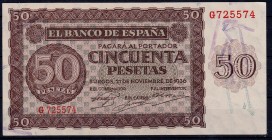 BANCO DE ESPAÑA EN BURGOS. 50 pesetas. 11-1936. Serie G. ED-D21a. EBC.