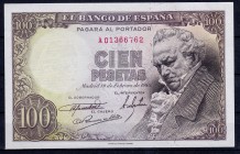BANCO DE ESPAÑA. 100 pesetas. 2-1946. Serie A. ED-D52a. SC.