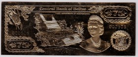 BELICE. 75 dólares S/F. Tercer aniversario de la Ondependencia (1984)Emitido en plancha metálica dorada. Nº 505.