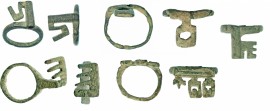 ROMA. Imperio Romano. Bronce. Lote de 5 anillos llave. Diámetro: 14-18 mm. Siglos I-II d.C.