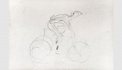 Henri de Toulouse-Lautrec (Albi 1864 - 1901 Malromé). Cyclist (Michael), 1895. Pencil on paper. 9,5x13cm. Dortu D.4252, illustrated p. 742. Preliminar...