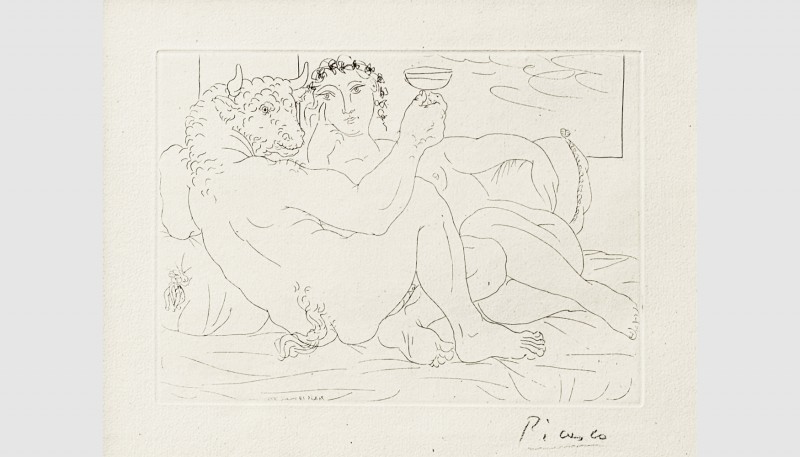 Pablo Picasso (Malaga 1881 - 1973 Mougins). Minotaur with a cup in hand, young w...