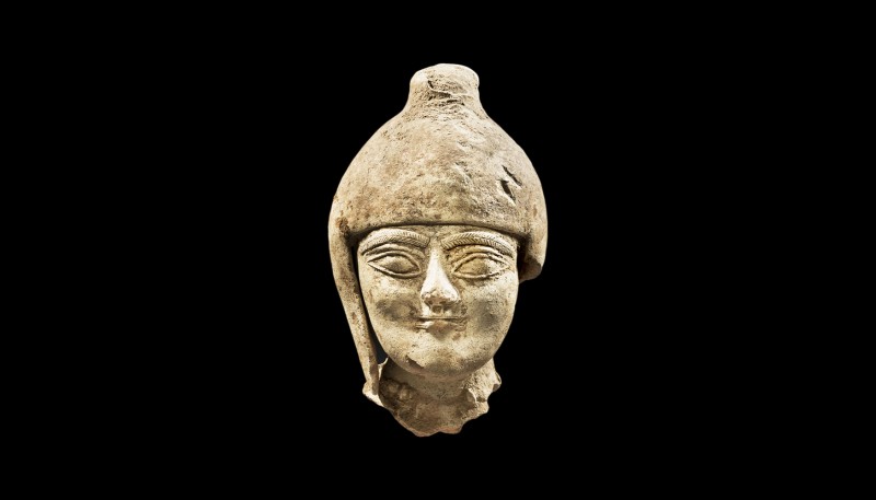 A Greek terracotta head. 5th century BC. 22cm high. From an esteemed American co...