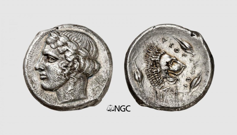 Sicily. Leontinoi. 440-430 BC. AR Tetradrachm (16.42g, 1h). SNG ANS 243; Gemini ...