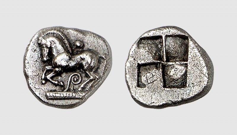 Macedon. Sermilya. 500-480 BC. AR Obol (1.06g). AMNG -. SNG ANS 728. Old cabinet...