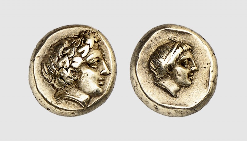 Lesbos. Mytilene. 386-374 BC. EL Hekte (2.55g, 12h). Bodenstedt 81; MAST 95 (thi...