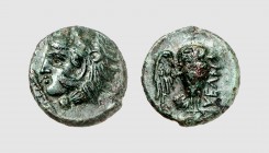 Lucania. Velia (Hyele). 340-300 BC. Æ (4.43g, 2h). Mangieri -; SNG ANS -. Splendid dark green patina. Good very fine. From a European private collecti...