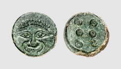 Sicily. Himera. 430-420 BC. Æ Hemilitron (21.13g, 2h). Calciati 24; SNG Morcom 597. Light green patina. Extremely fine. From a European private collec...