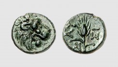 Thrace. Lysimacheia. 309-220 BC. Æ (3.38g, 12h). BMC 18; SNG Evelpidis 1064. Dark emerald green patina. Extremely fine. From a European private collec...
