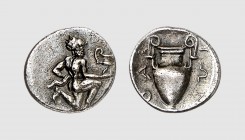 Thrace. Thasos. 411-350 BC. AR 1/12 Stater (0.83g, 12h). Le Rider 26; MAST 75 (this coin). Attractively toned. Good very fine. From a European private...