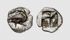 Macedon. Eion. 500-480 BC. AR Trihemiobol (0.86g). AMNG -; SNG Copenhagen 174. Lightly toned. Extremely fine. From a European private collection; Numi...