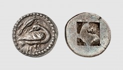 Macedon. Eion. 480-450 BC. AR Trihemiobol (0.90g). SNG ANS 281; SNG Copenhagen 180. Old cabinet tone. Extremely fine. From a European private collecti...