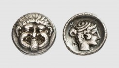 Macedon. Neapolis. 380-360 BC. AR Hemidrachm (1.82g, 2h). AMNG 12; SNG Berry 41. Old cabinet tone. Well-centered. Good very fine. From a European priv...