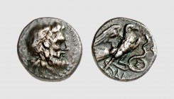 Elis. Olympia. 250-240 BC. Æ Half (4.15g, 3h). BCD 285 (this coin); BMC -. Lovely dark brown patina. Very fine. From a European private collection; fo...