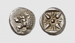 Ionia. Miletos. 500-450 BC. AR Obol (1.22g). BMC 186; SNG von Aulock 2080. Old cabinet tone. Extremely fine. From a European private collection; Trada...