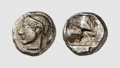 Ionia. Phokaia. 521-478 BC. AR Trihemiobol (1.29g). Cahn 59-63; SNG Kayhan 522. Lightly toned. Extremely fine. From a European private collection