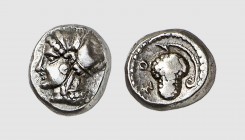Cilicia. Soloi. 425-400 BC. AR Obol (0.88g, 3h). MAST 74 (this coin); SNG von Aulock 5860. Old cabinet tone. Choice extremely fine. From a European pr...