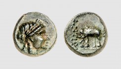 Syria. Antiochos III. Sardes. 226-222 BC. Æ (2.05g, 12h). Newell 1126; SC 981. Splendid light green patina. Extremely fine. From a European private co...