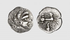 Gallia. Veneti. Vannes area. 1st century BC. BI Stater (7.18g, 6h). LT -; DT -. Attractively toned. Exceptional broad flan. Minor areas of weakness, o...