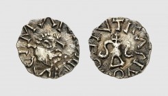 France. La Canourgue. Saint-Martin monastery. 650-700. Pale AV Tremissis (0,73g, 6h). Belfort -; Mirmand 109 (this coin). Old cabinet tone. Of great h...