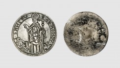 France. Lorraine. Toul. Saint Mansuy. 16th century. SN-PB Pilgrim badge (8.84g, 32mm). Bruna -; van Beuningen -. Old cabinet tone. Choice extremely fi...