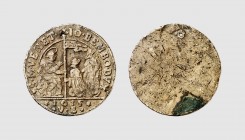 Italy. Venice. Giovanni Bembo. 1615. Æ Moneyer's pass (12.64g, 36mm). CNI -; Paolucci -. Splendid light brown patina. Holed. Of great numismatic inter...