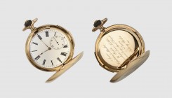 Felsing. Berlin. 14k Gold pocket watch with minutes repeater, early 20th century. Supplier to Emperor's court. Monogram M.B. Spiral Breguet 4259. Diam...