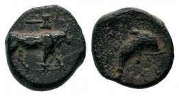 CARIA. Keramos. Ae (4th century BC).
Condition: Very Fine

Weight: 1,35 gr
Diameter: 11,50 mm