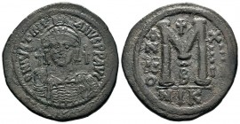 Justinian I. AE Follis, 527-565 AD.
Condition: Very Fine

Weight: 21,56 gr
Diameter: 39,65 mm