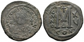 Justinian I. AE Follis, 527-565 AD.
Condition: Very Fine

Weight: 23,83 gr
Diameter: 38,25 mm